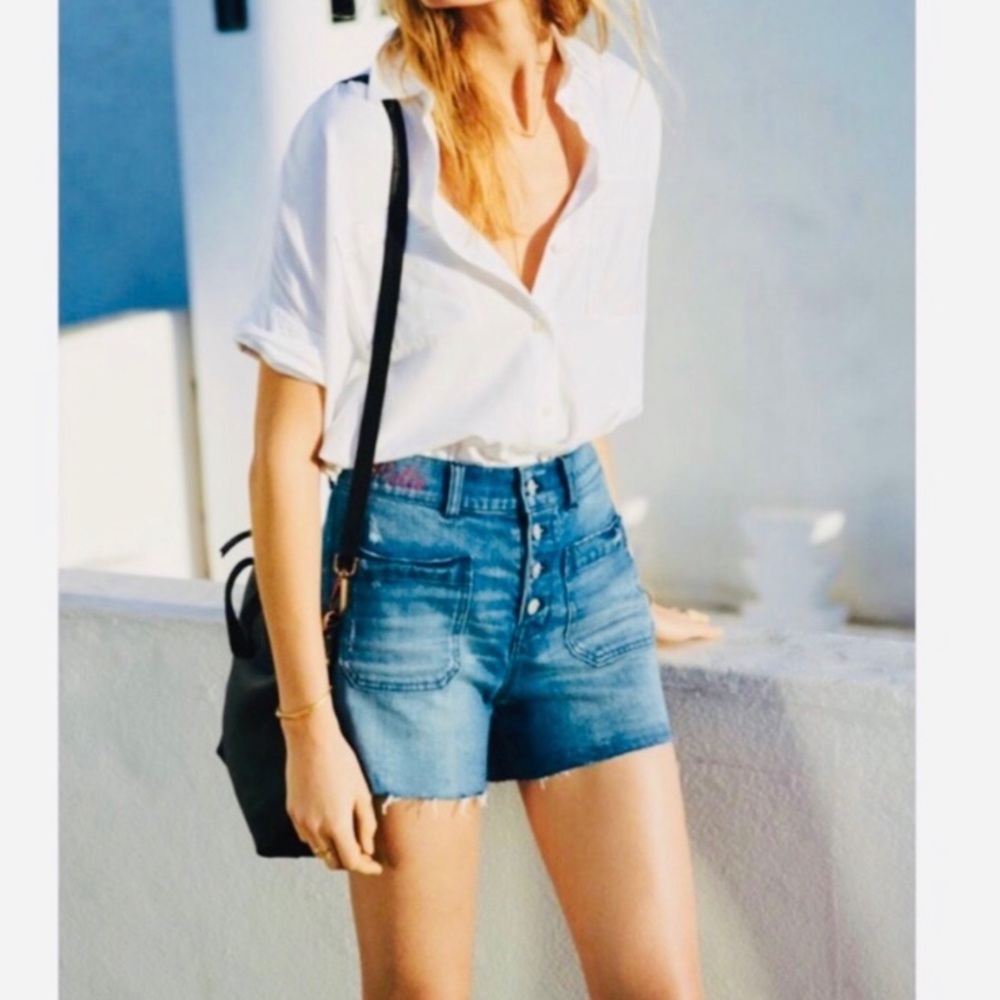 Madewell High Waist Denim Shorts - Blue